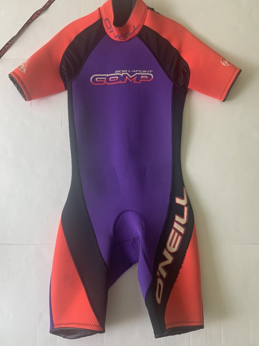 O'Neill Bob Lapoint Comp Shorty Wetsuit 2mm Purple Orange Women's S Surf Dive